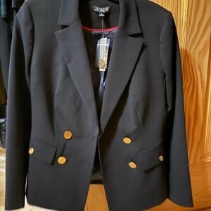 J. Crew Women's Black Blazer with Gold Buttons